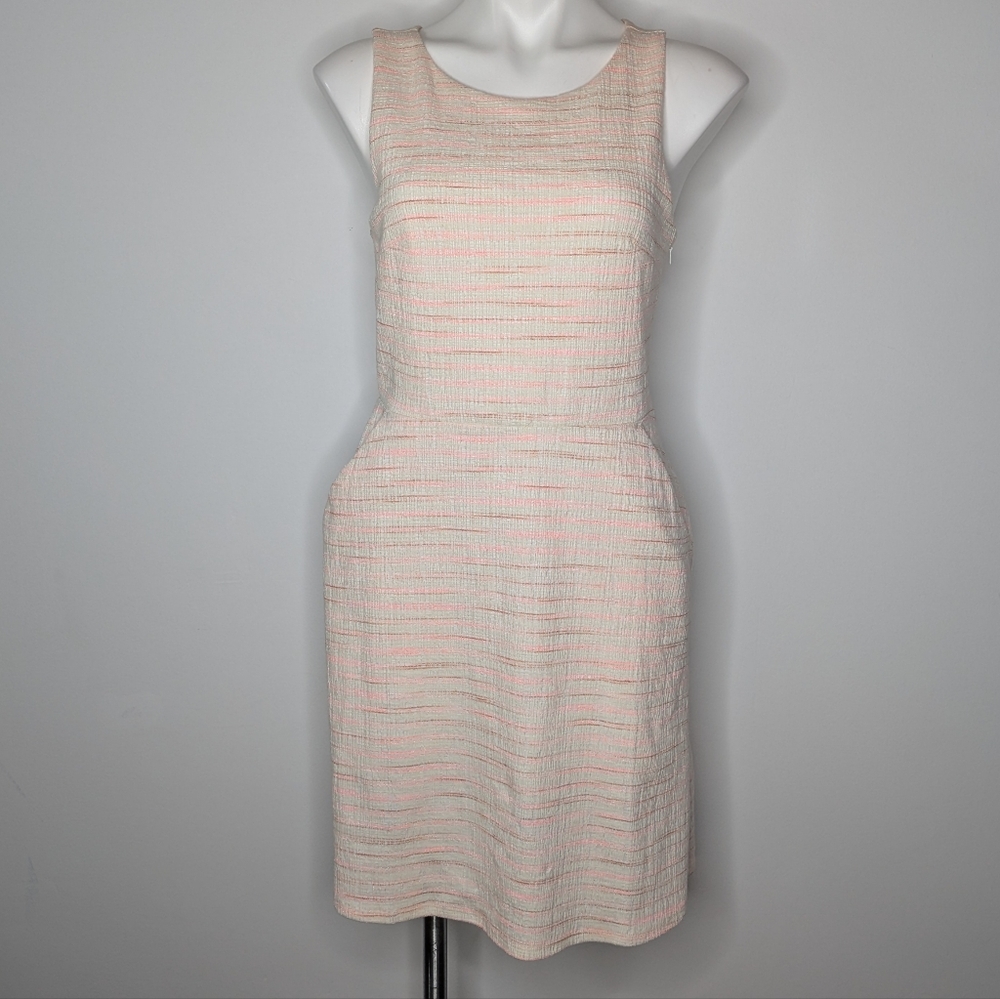 LOFT Textured Pink and Cream Sleeveless Mini Dress